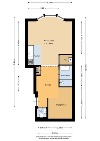 Floorplan - Schoonderloostraat 155A, 3024 TT Rotterdam